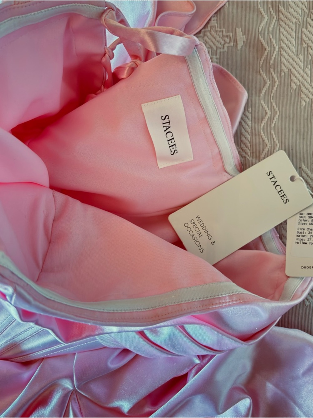 STACEES NWT! Blush Pink Prom Homecoming Maxi Dress sz 4 Corset style LaceUp Back - Picture 8 of 12